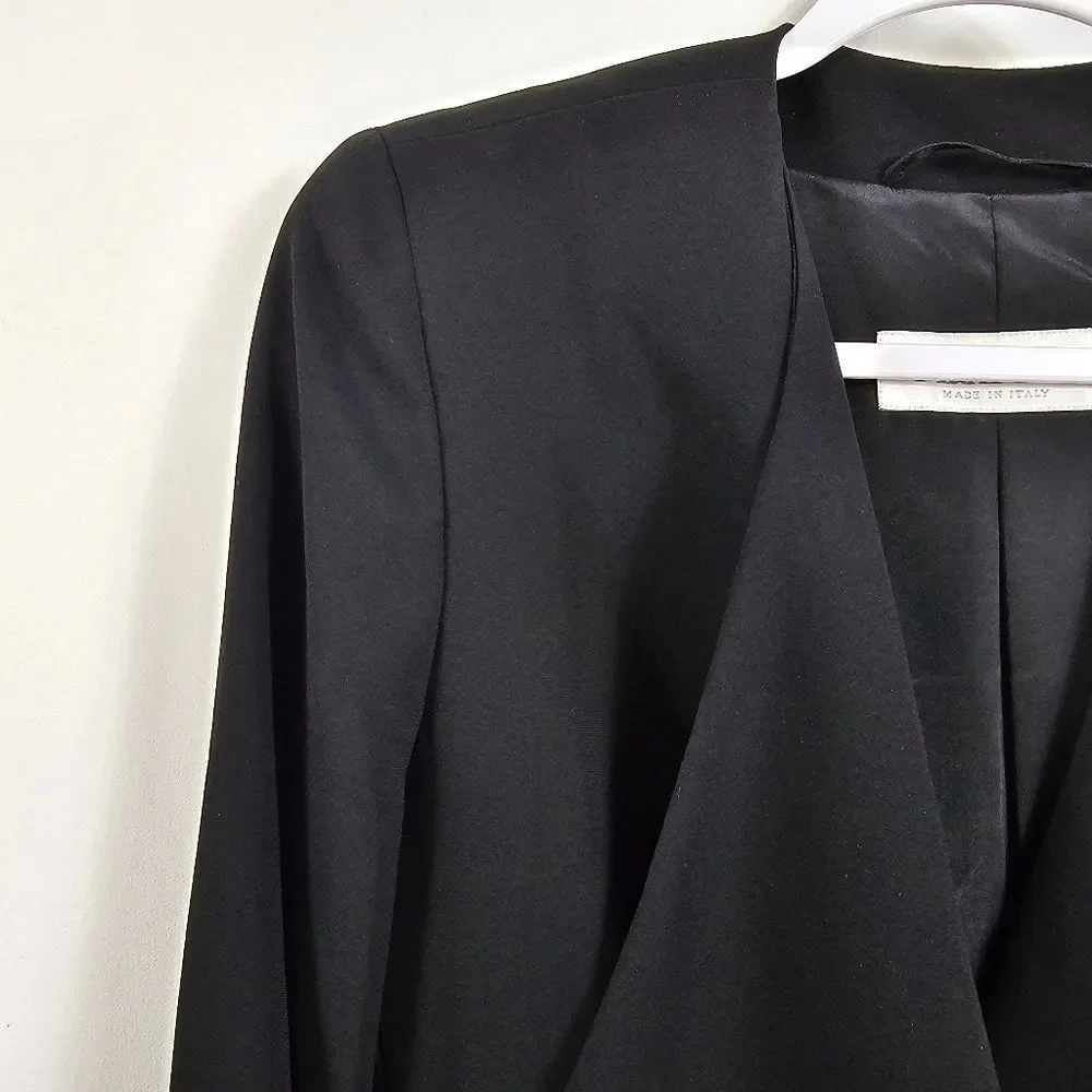 MaxMara Single Breasted Drape Lapel Blazer in Black - Size 10